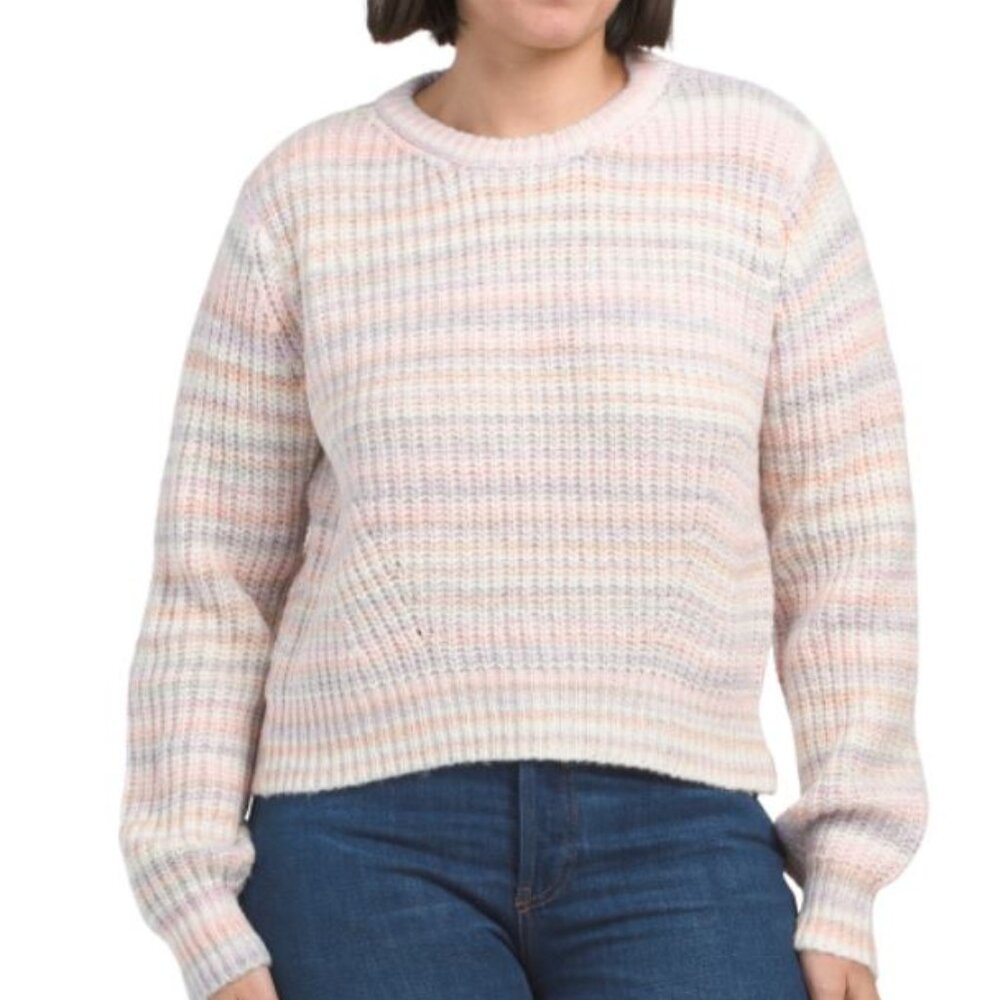 NWT DREAMERS BY DEBUT Women's Pastel Colors Striped Long Sleeves Sweater